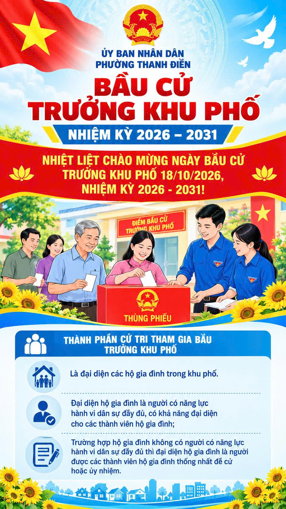 Bầu cử trưởng khu phố trên địa bàn phường Thanh Điền, nhiệm kỳ 2026-2031